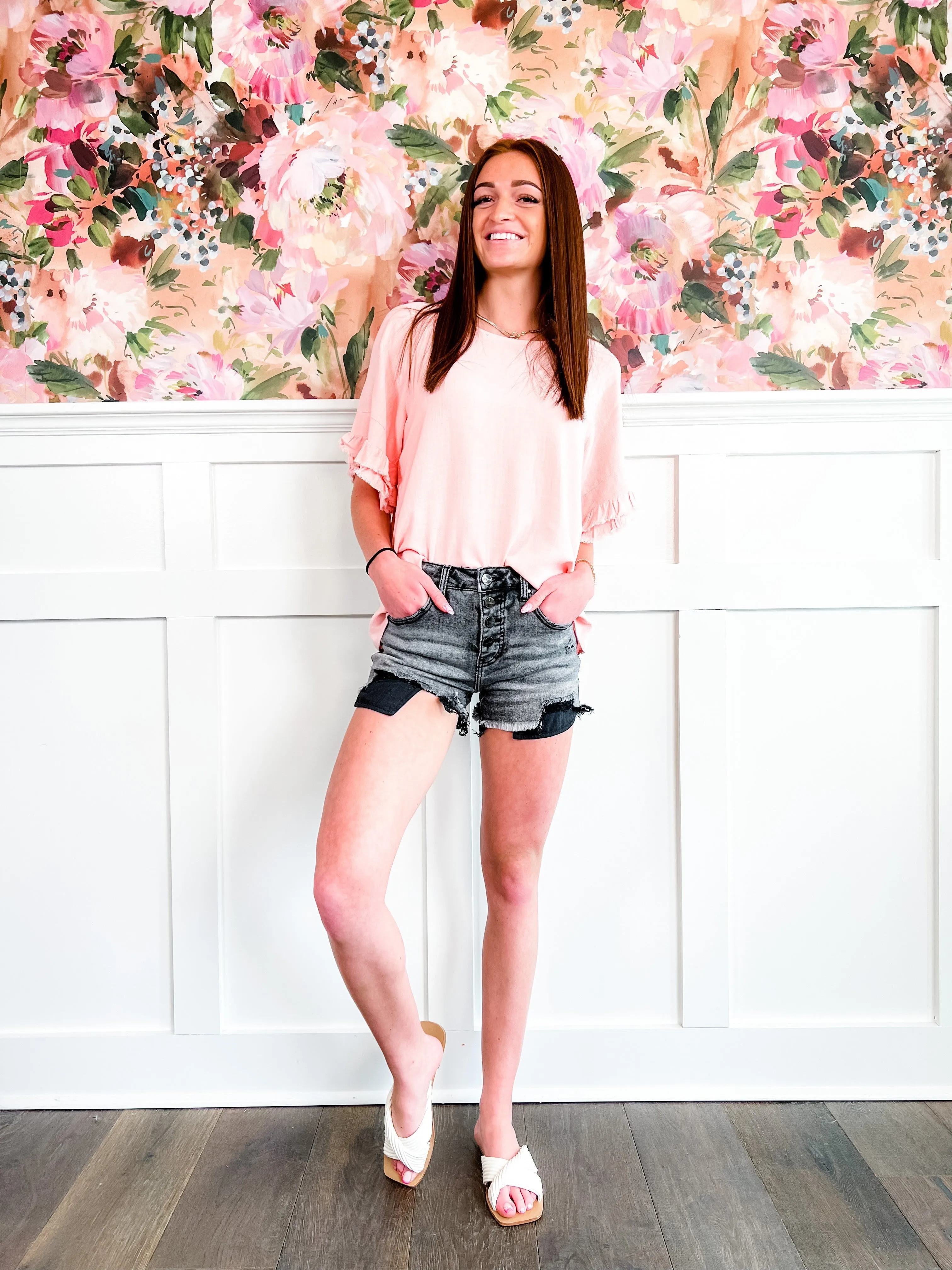 Risen Dark Grey Button Down Shorts