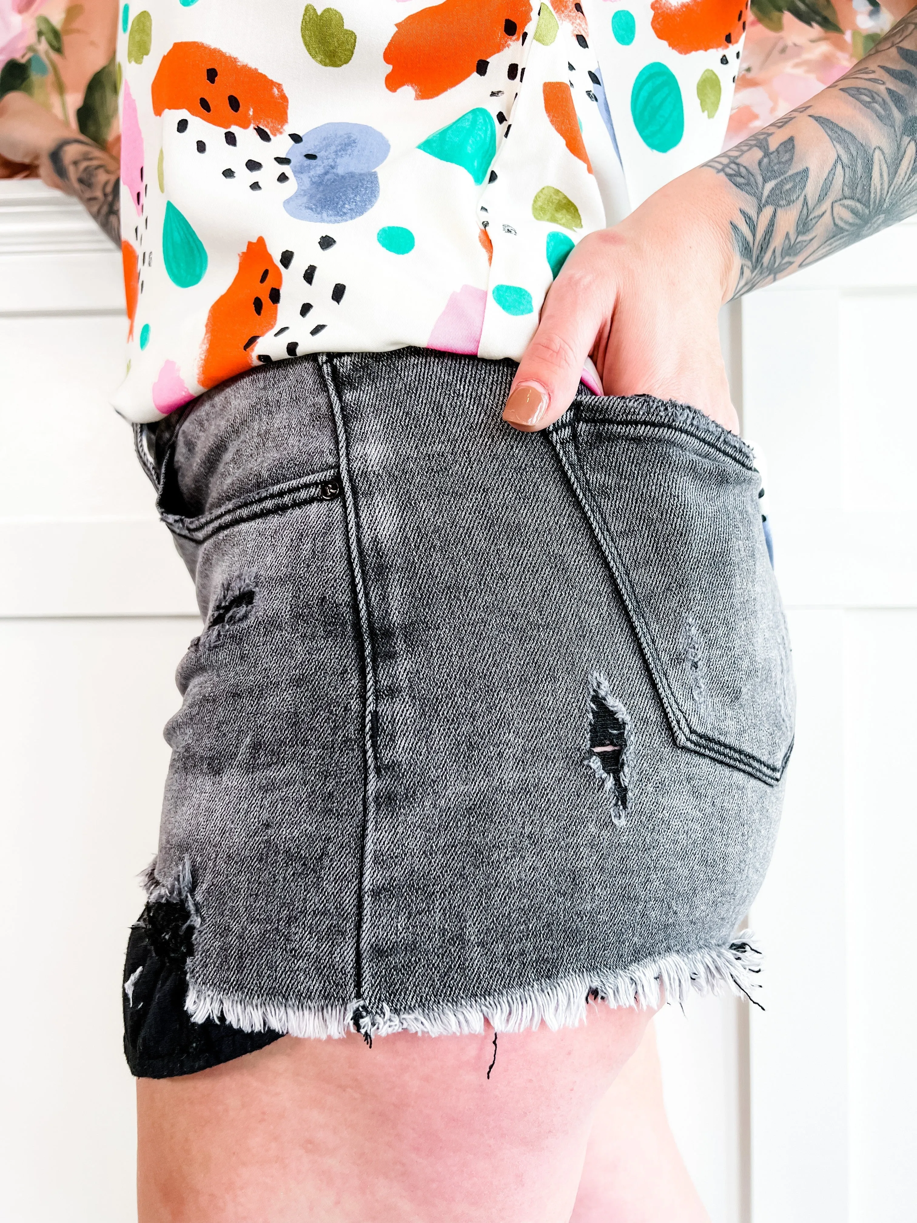 Risen Dark Grey Button Down Shorts