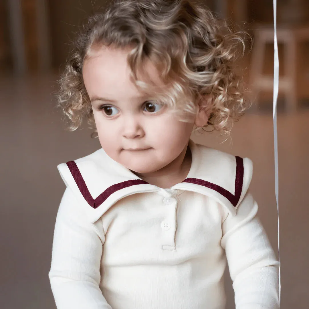 Sailor Top Ivory with Maroon Trim