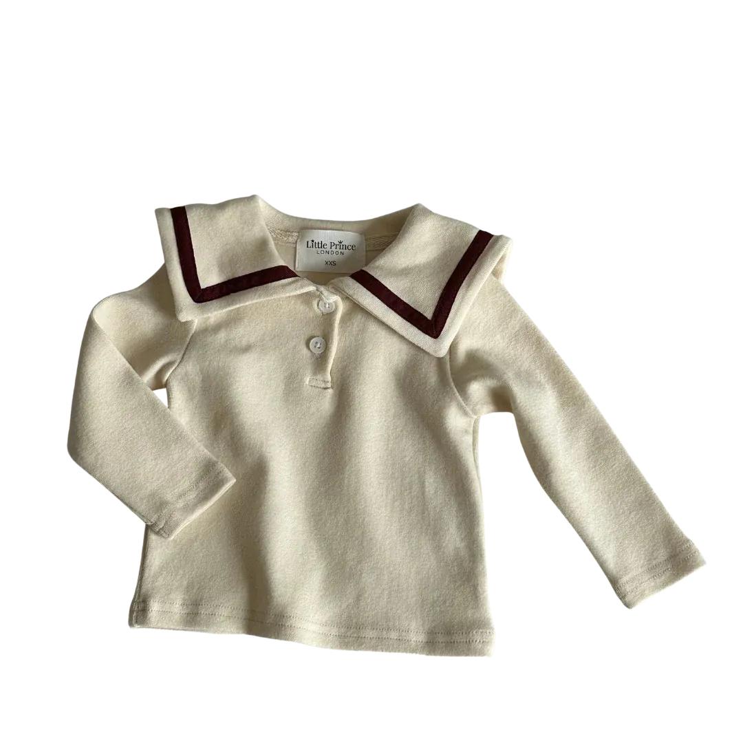 Sailor Top Ivory with Maroon Trim