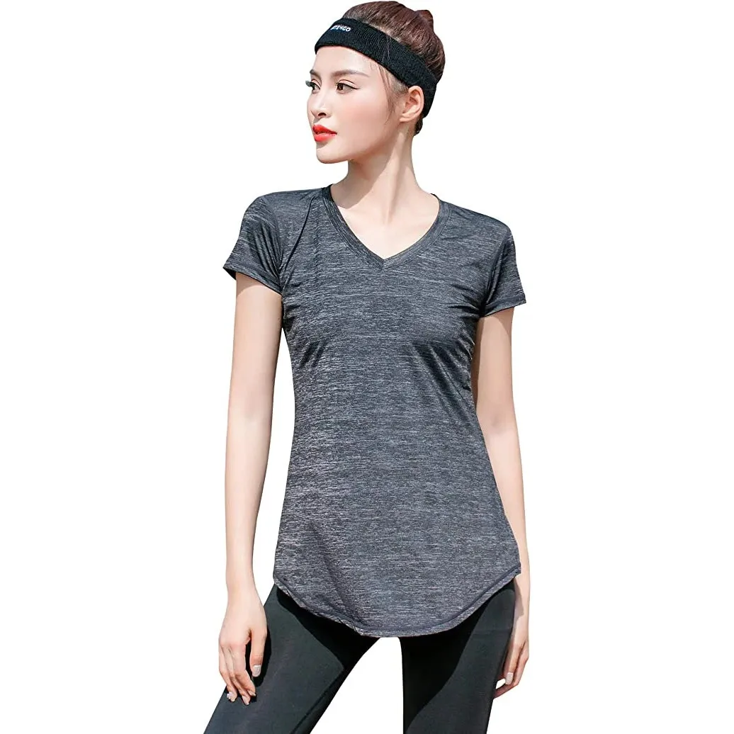Sidiou Group Anniou Breathable Elastic Fitness Top Outdoor UPF 50  Sun Protective Sports Top Quick Dry Yoga Running Training T Shirt