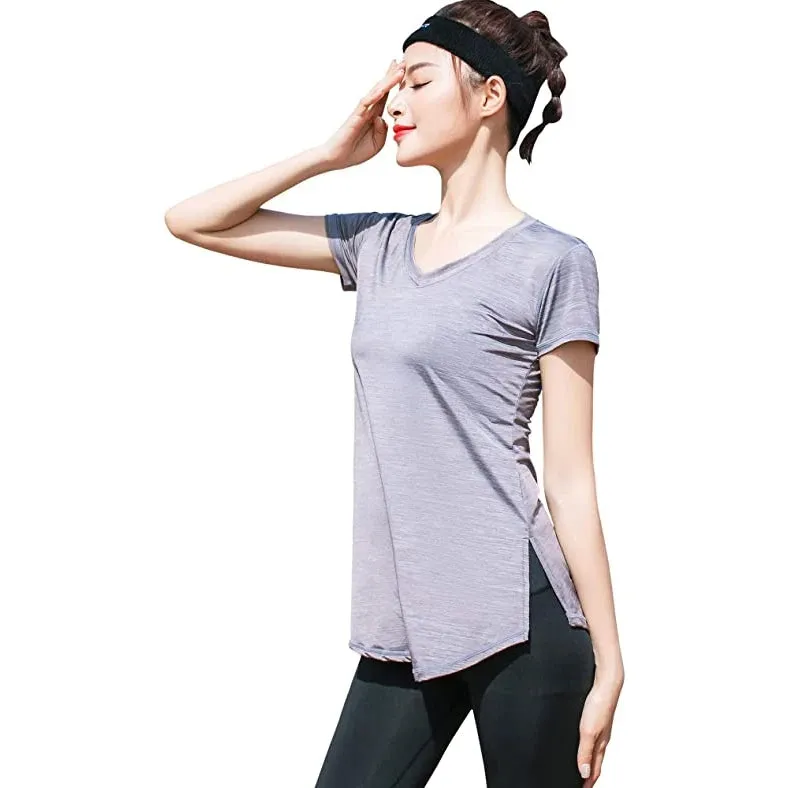 Sidiou Group Anniou Breathable Elastic Fitness Top Outdoor UPF 50  Sun Protective Sports Top Quick Dry Yoga Running Training T Shirt