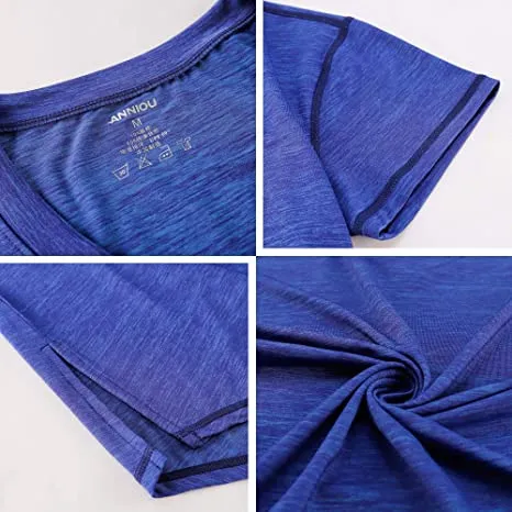 Sidiou Group Anniou Breathable Elastic Fitness Top Outdoor UPF 50  Sun Protective Sports Top Quick Dry Yoga Running Training T Shirt