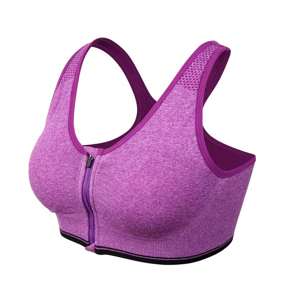 Sidiou Group Sports Bra Front Zip Wear Tops Women Yoga Bra Plus Size Gym Sexy Fitness Clothing