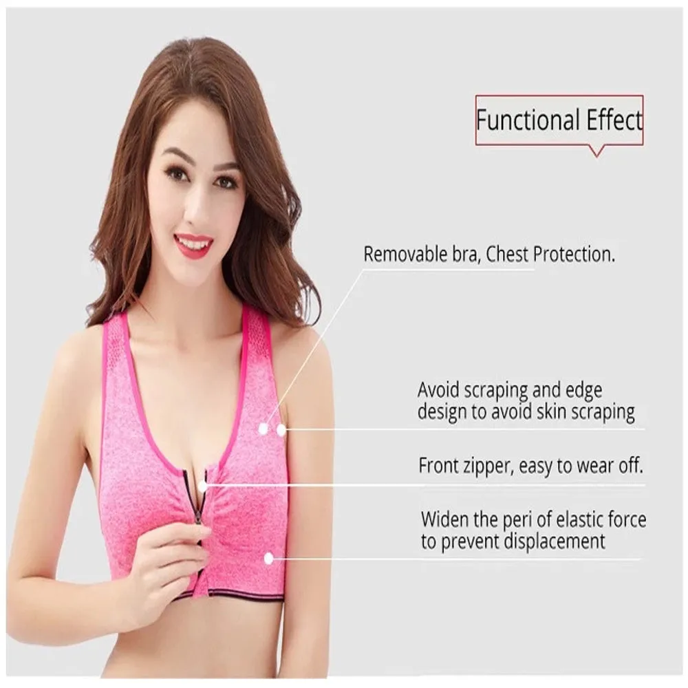 Sidiou Group Sports Bra Front Zip Wear Tops Women Yoga Bra Plus Size Gym Sexy Fitness Clothing