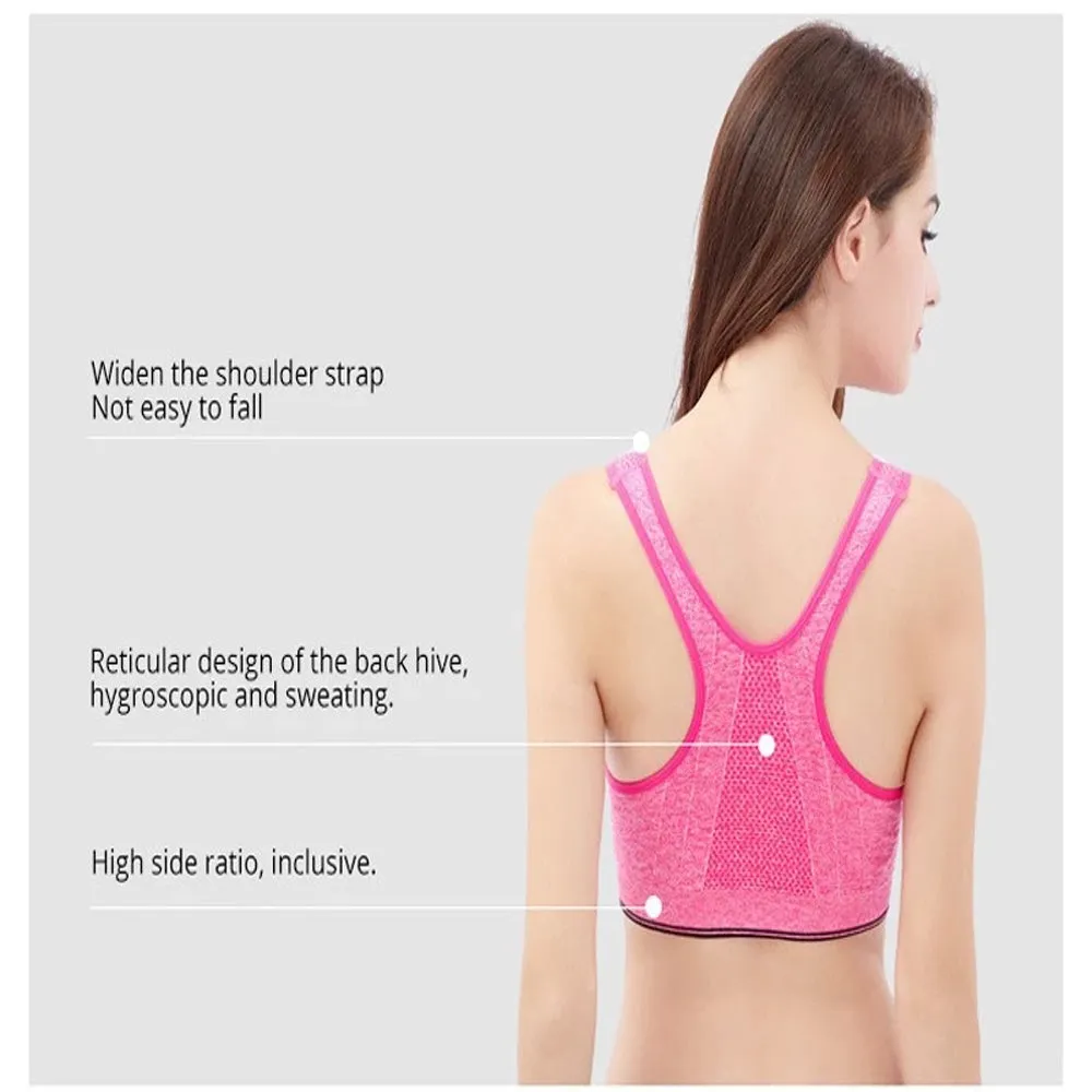 Sidiou Group Sports Bra Front Zip Wear Tops Women Yoga Bra Plus Size Gym Sexy Fitness Clothing