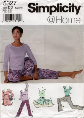 Simplicity 5327 Womens Stretch Activewear & Yoga Accessories Out Of Print Sewing Pattern Size 4 - 10 UNCUT Factory Folded