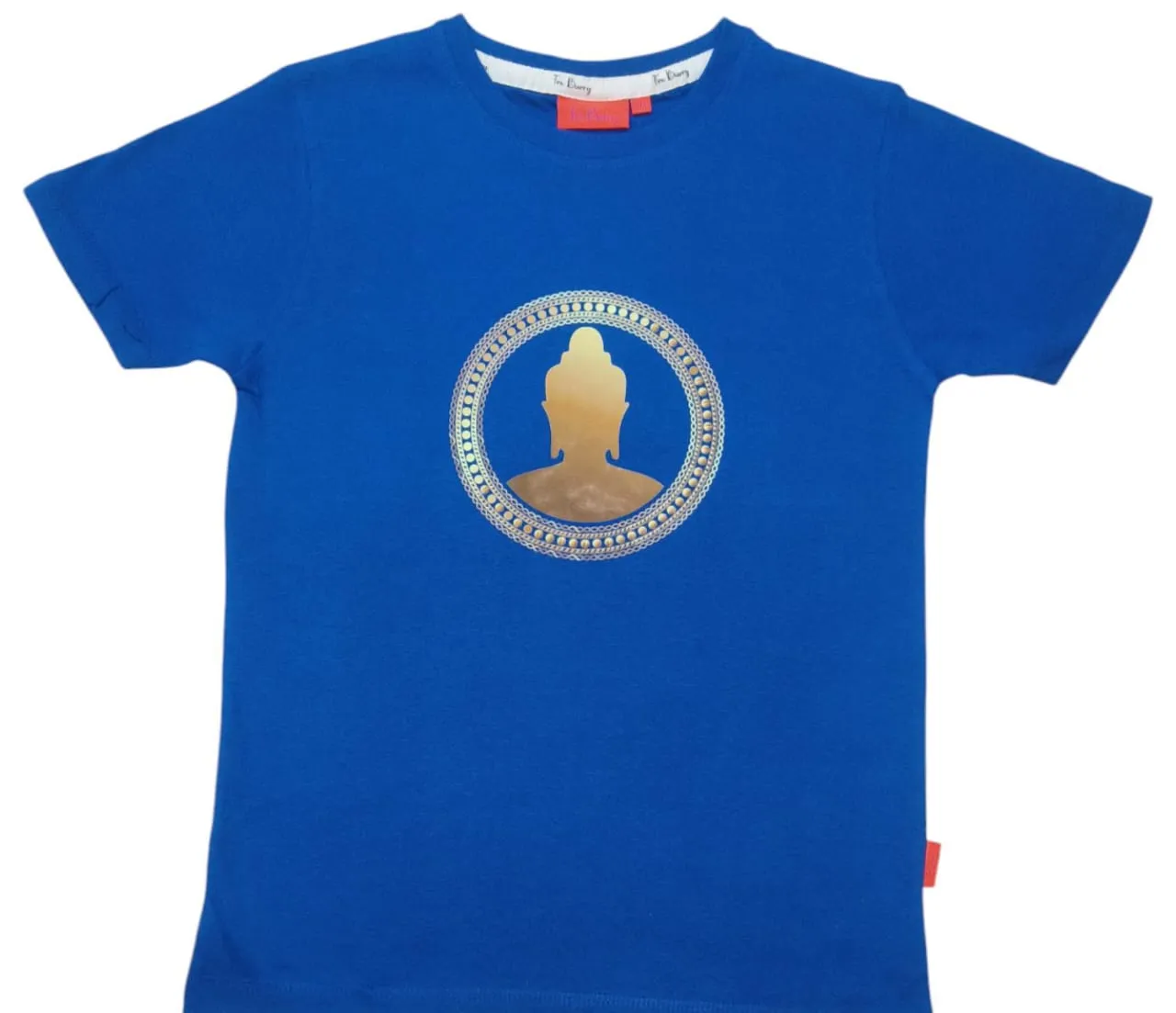 Spiritual T Shirt for Yoga, Meditation, and Mindfulness - Blue - Buddha in circle (Adults)