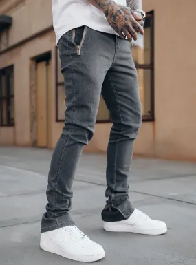 Stacked Track Jeans V1 in Grey