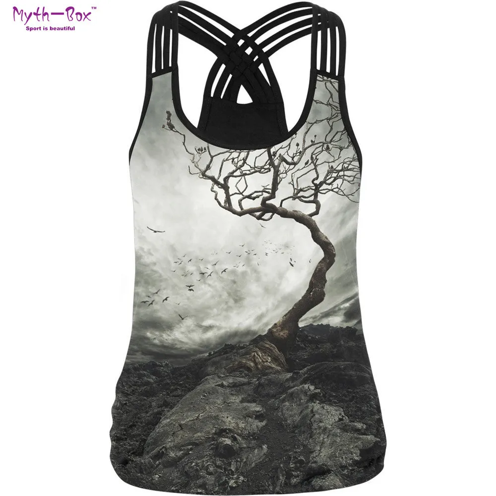 Summer Women Sport Vest 3D Print Female Yoga Shirts Running Vest Training Fitness