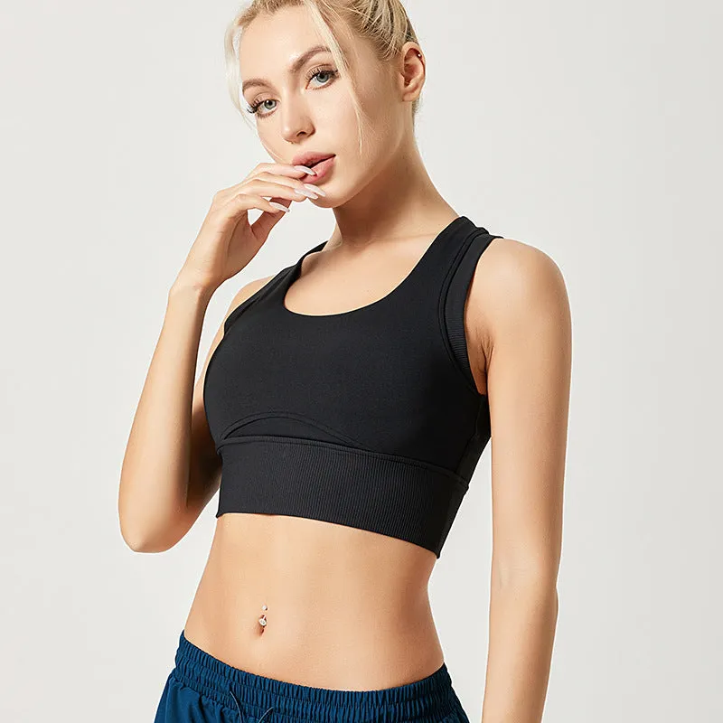 Threaded sports vest bra women's shockproof high-strength professional fitness yoga clothes top