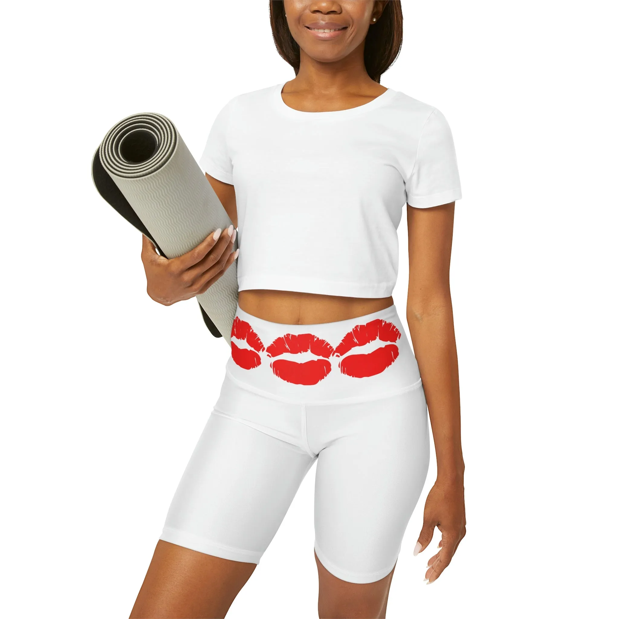 Valentine Gift, Kiss It, High Waisted Yoga Shorts