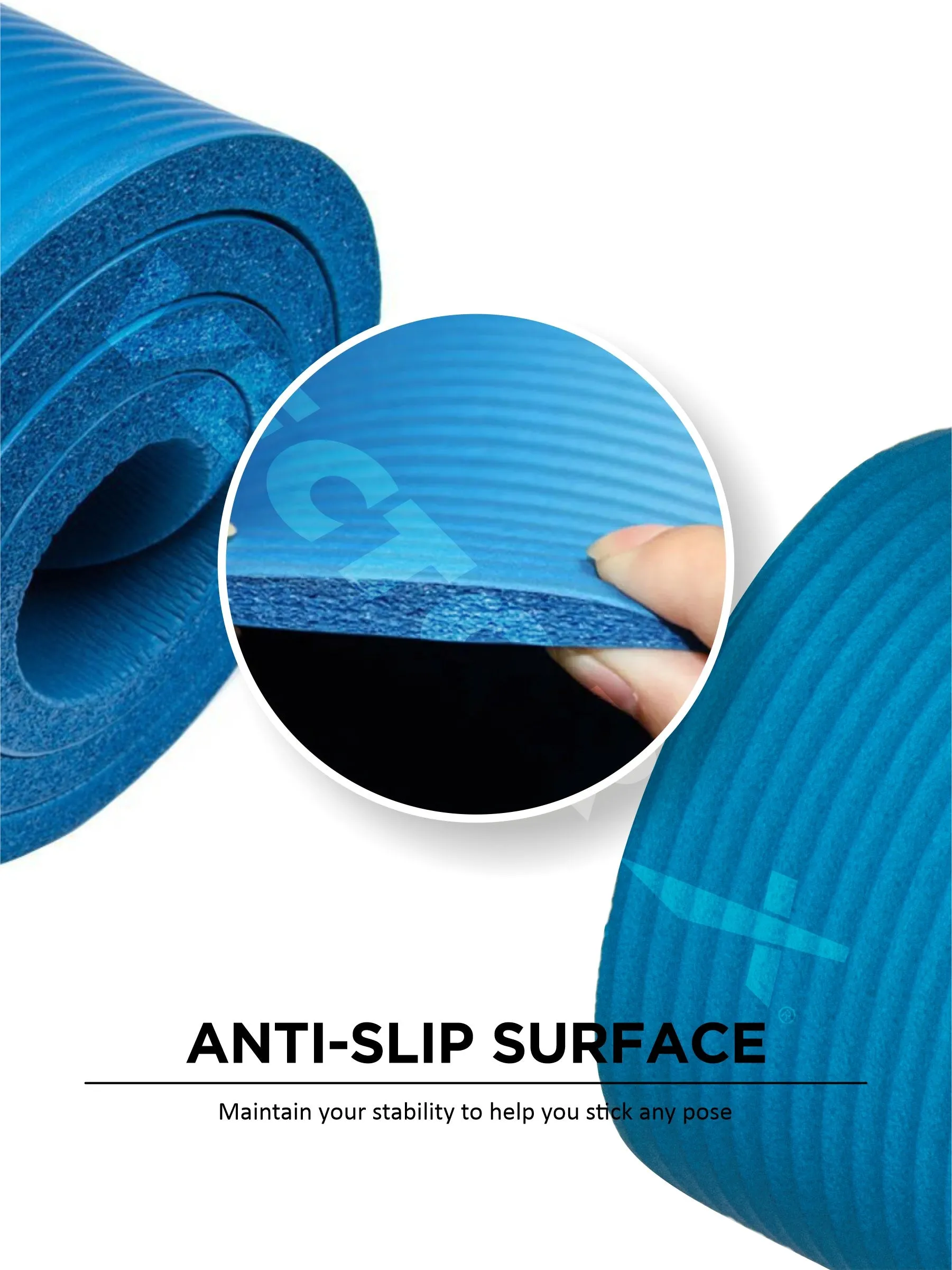 VECTOR X Non-Toxic Phthalate Free Best Quality and Anti slip NBR Eco Friendly 100 mm mm Yoga Mat (Blue)