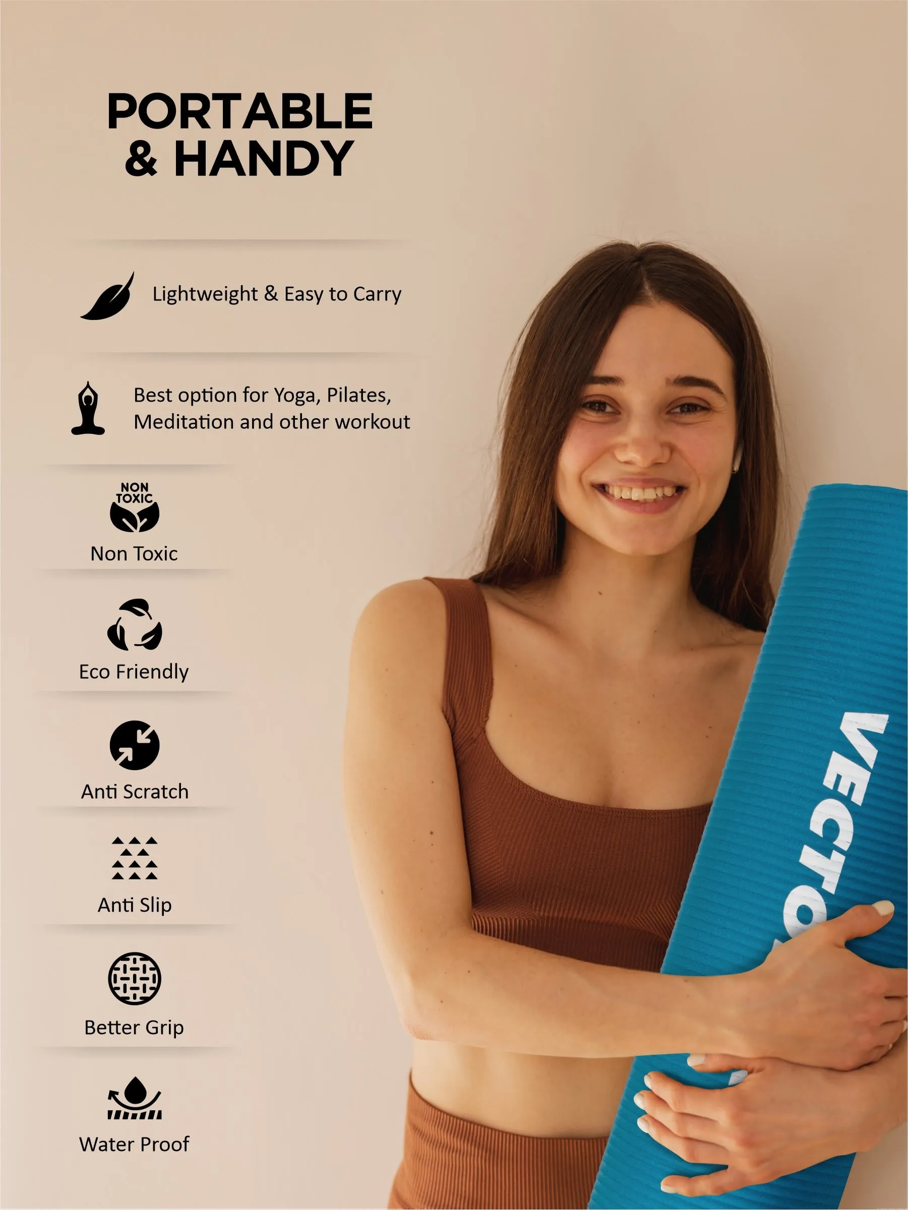 VECTOR X Non-Toxic Phthalate Free Best Quality and Anti slip NBR Eco Friendly 100 mm mm Yoga Mat (Blue)