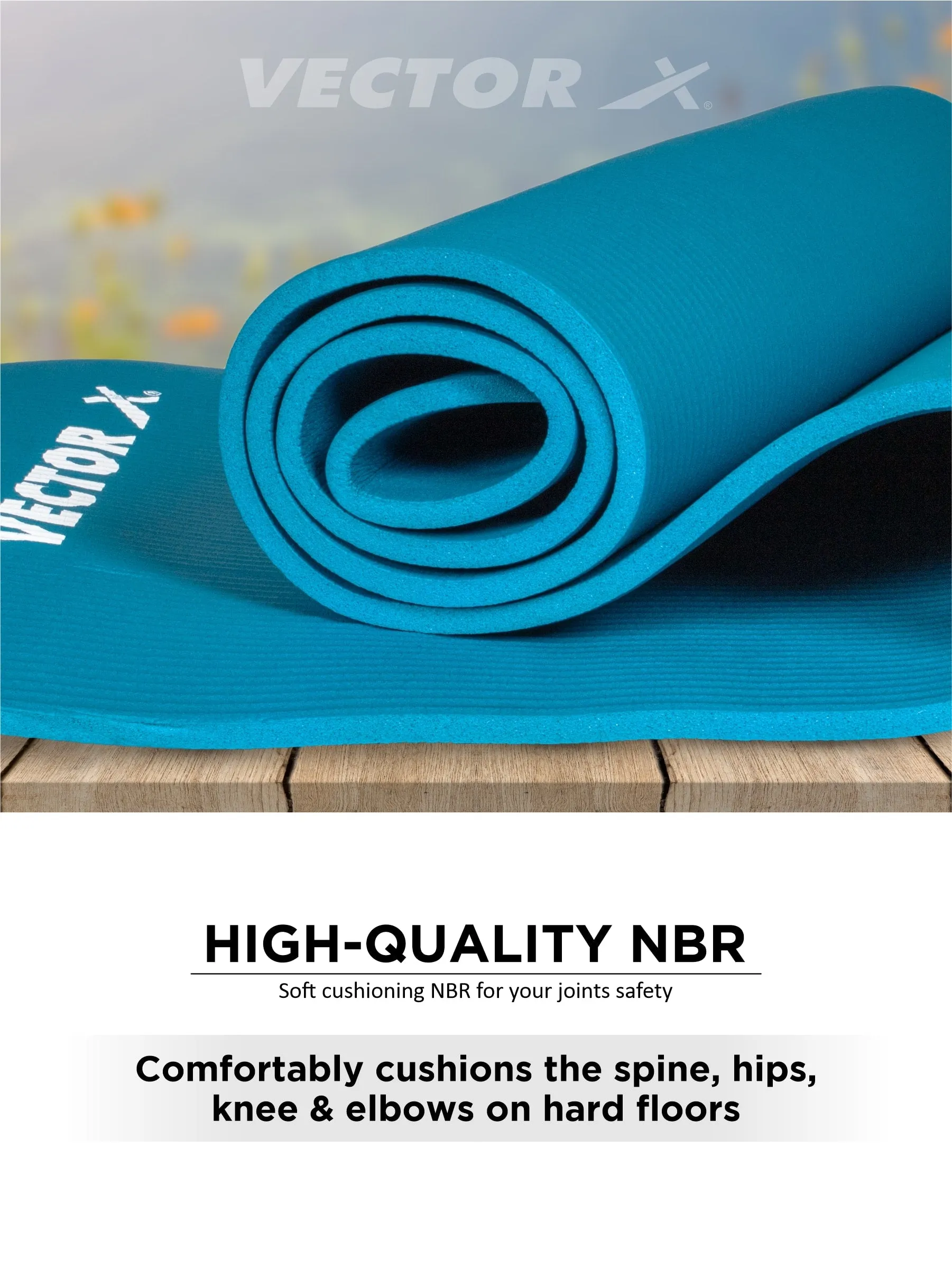 VECTOR X Non-Toxic Phthalate Free Best Quality and Anti slip NBR Eco Friendly 100 mm mm Yoga Mat (Blue)