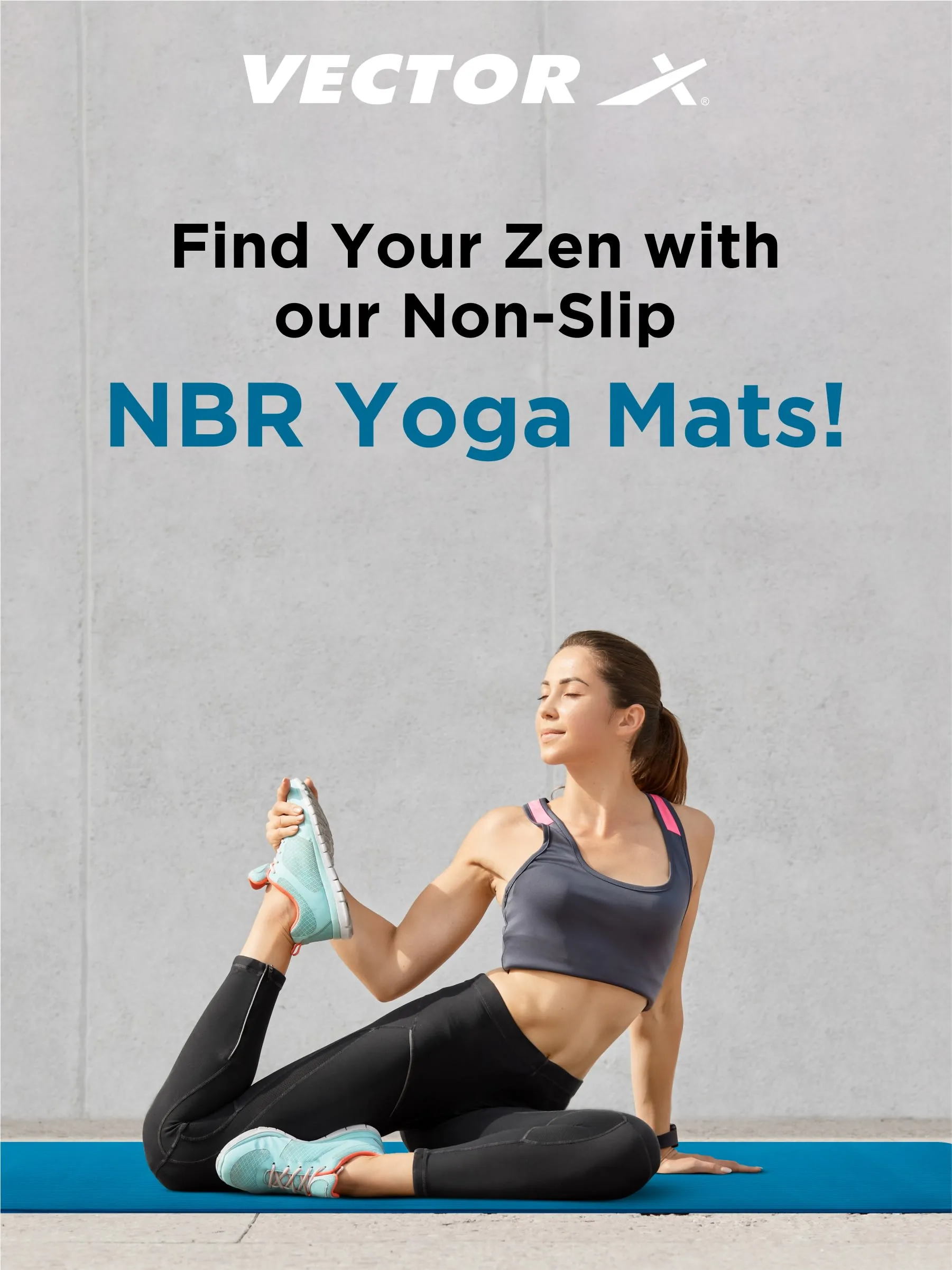 VECTOR X Non-Toxic Phthalate Free Best Quality and Anti slip NBR Eco Friendly 100 mm mm Yoga Mat (Blue)