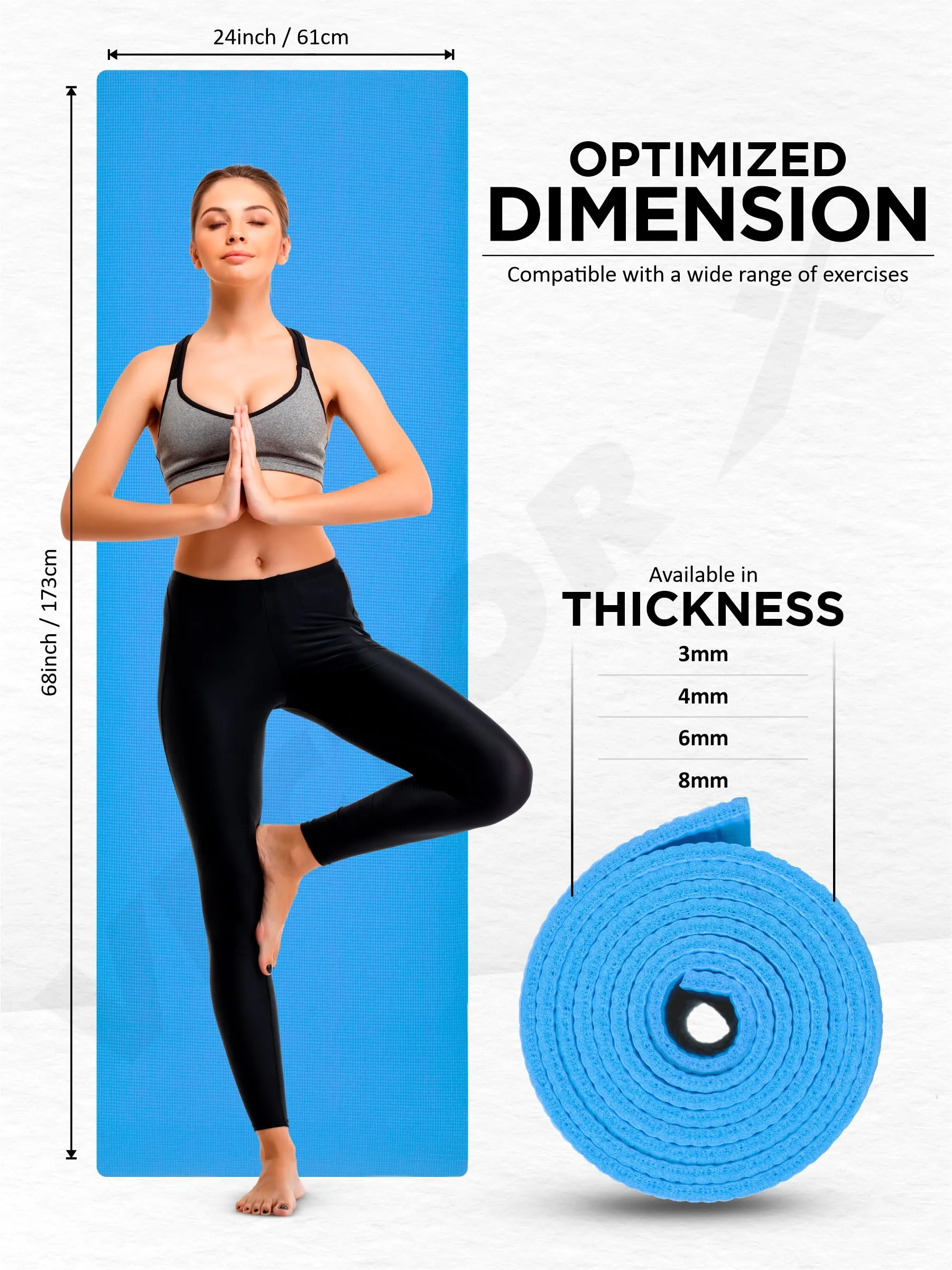 VECTOR X Non-Toxic Phthalate Free Best Quality and Anti slip PVC Eco Friendly 6 mm mm Yoga Mat (Navy)