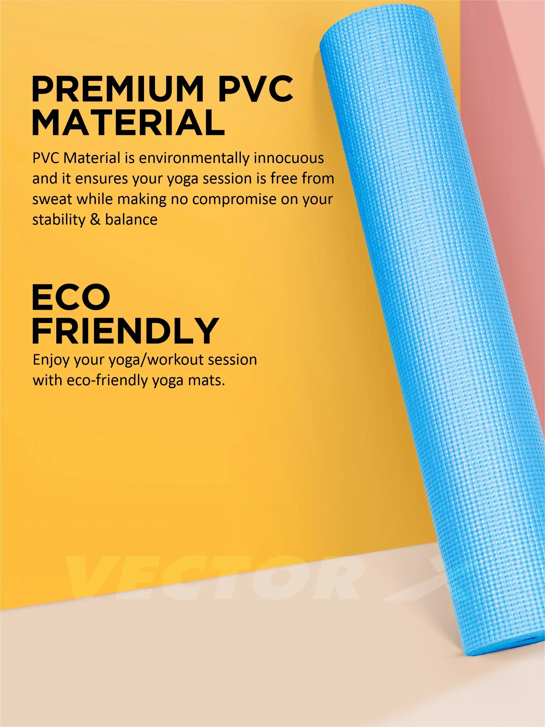 VECTOR X Non-Toxic Phthalate Free Best Quality and Anti slip PVC Eco Friendly 6 mm mm Yoga Mat (Navy)