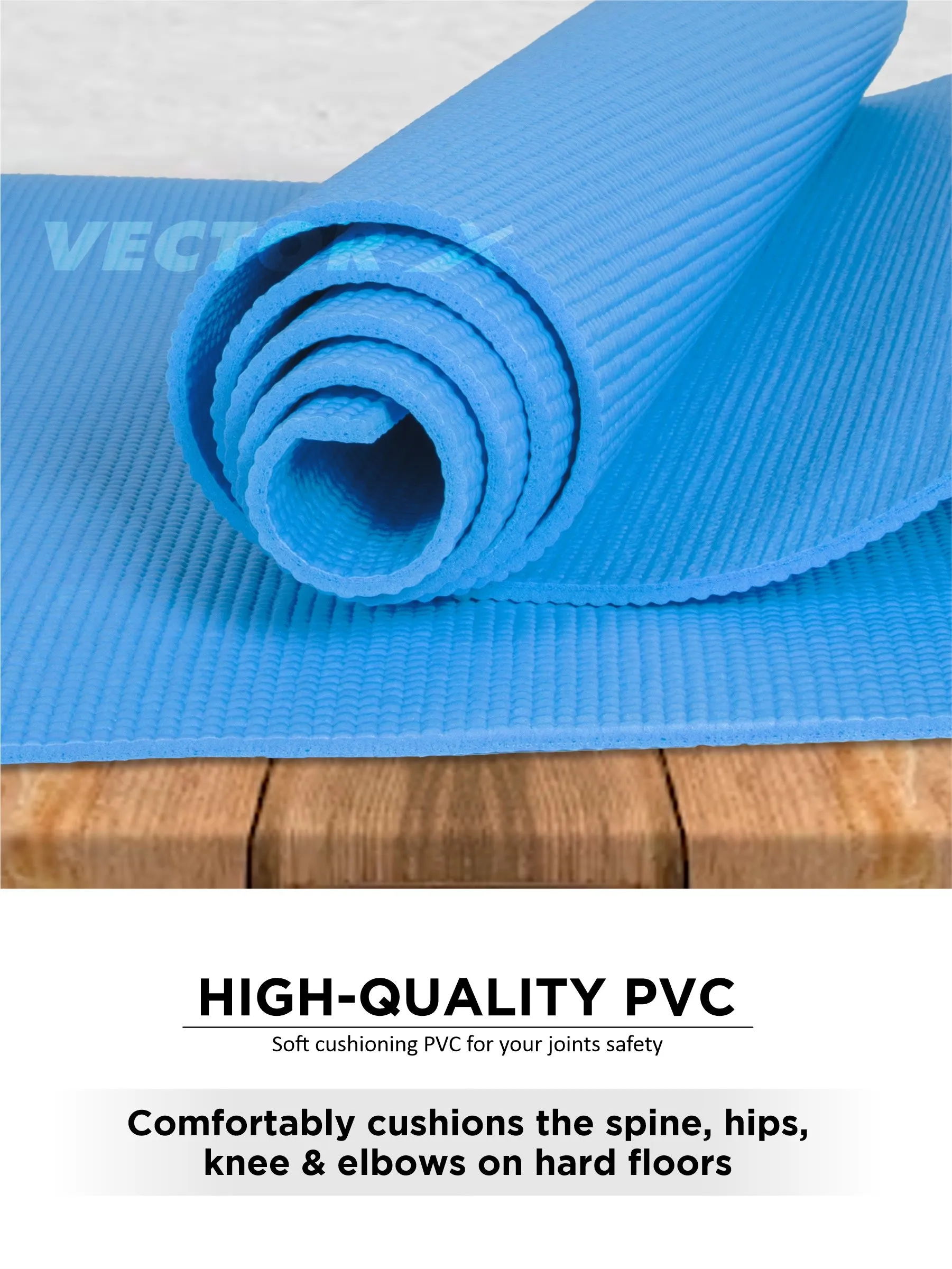VECTOR X Non-Toxic Phthalate Free Best Quality and Anti slip PVC Eco Friendly 6 mm mm Yoga Mat (Navy)