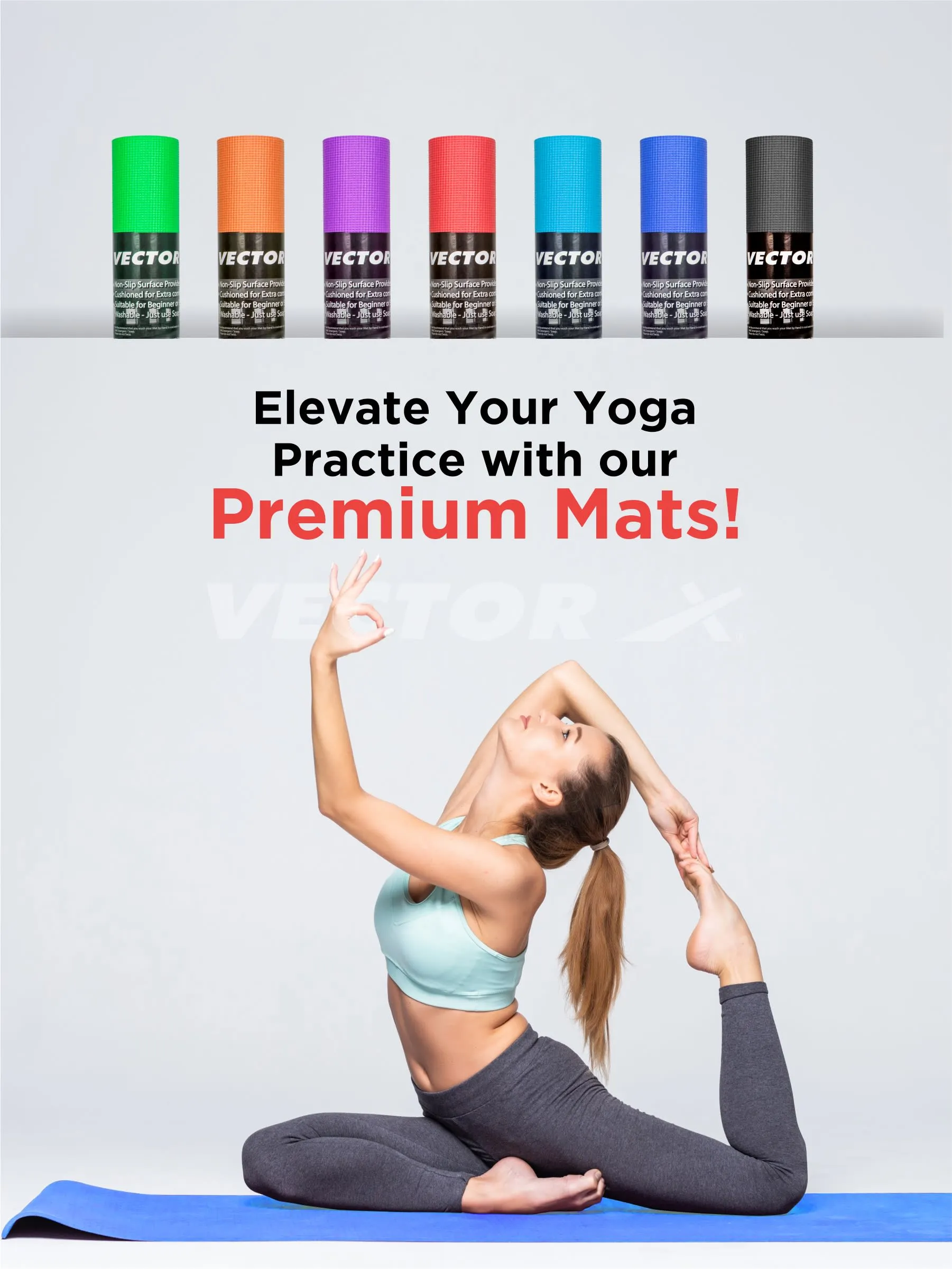 VECTOR X Non-Toxic Phthalate Free Best Quality and Anti slip PVC Eco Friendly 6 mm mm Yoga Mat (Navy)