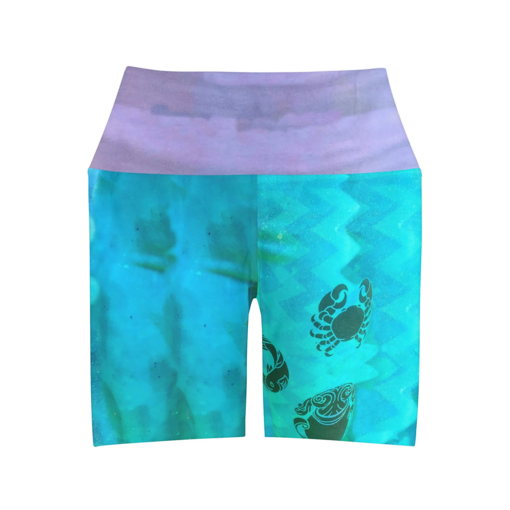Water Dots High Waisted Yoga Shorts