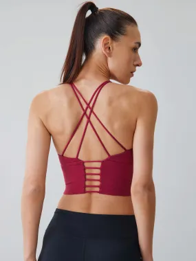 Wine Red X Cross Sports Bra - Light Support