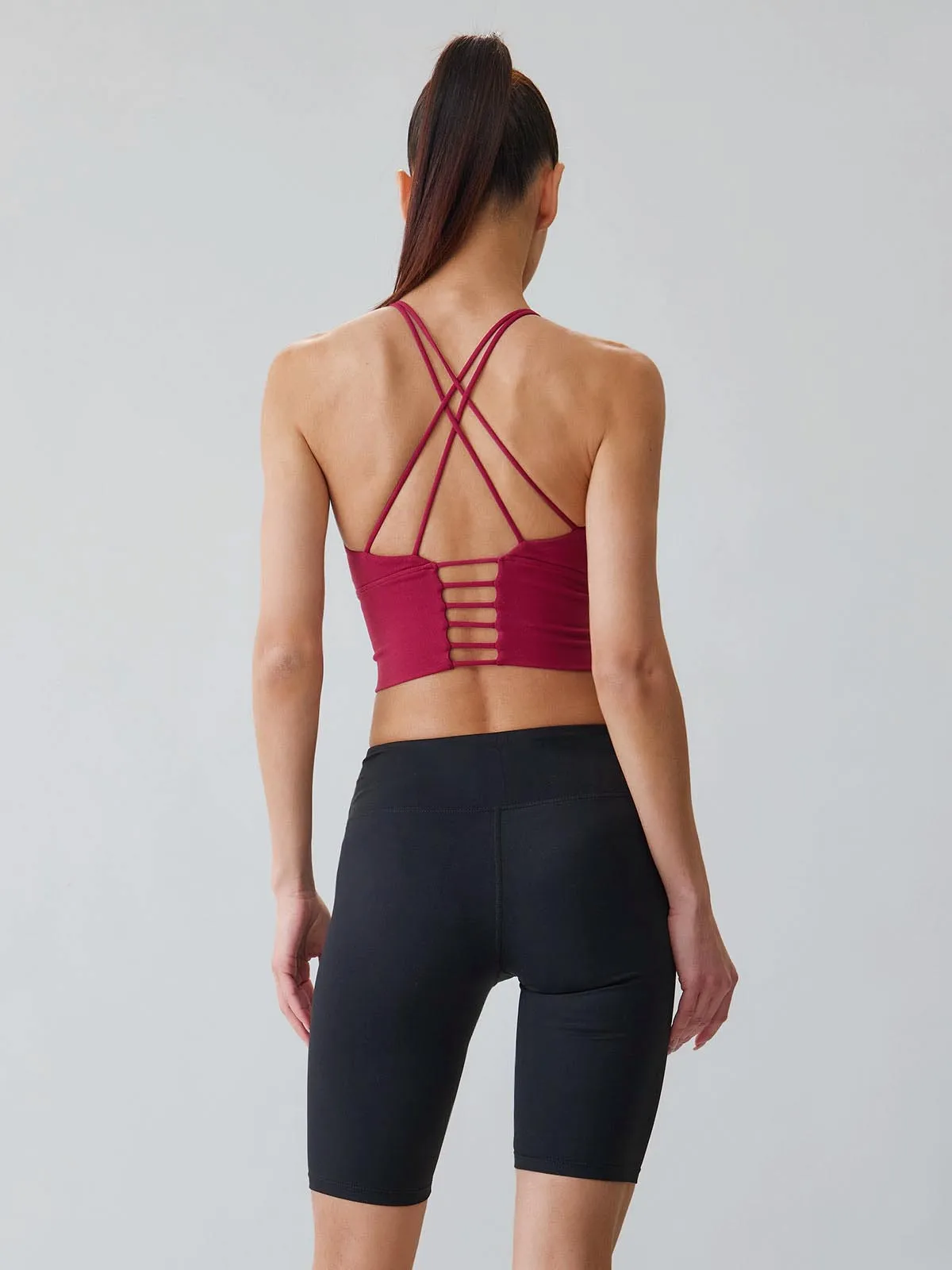 Wine Red X Cross Sports Bra - Light Support