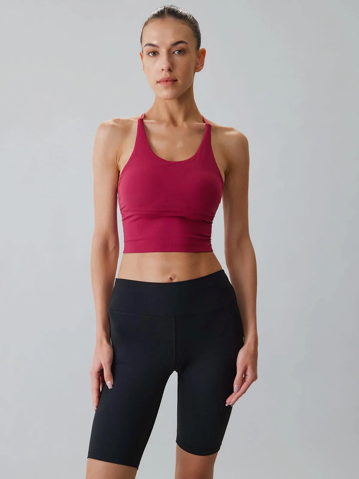 Wine Red X Cross Sports Bra - Light Support