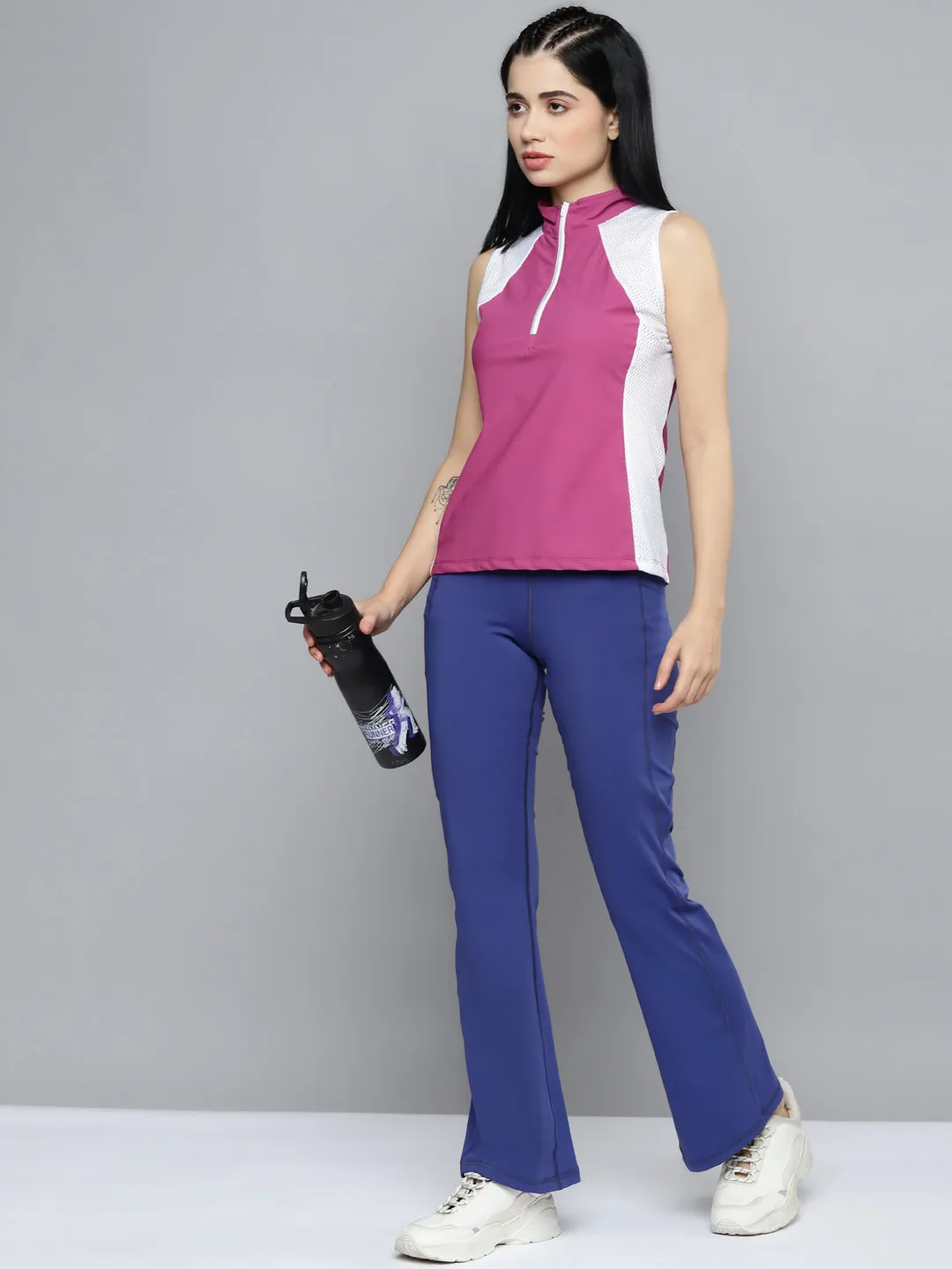 Women Blue Solid Bootcut Track Pants