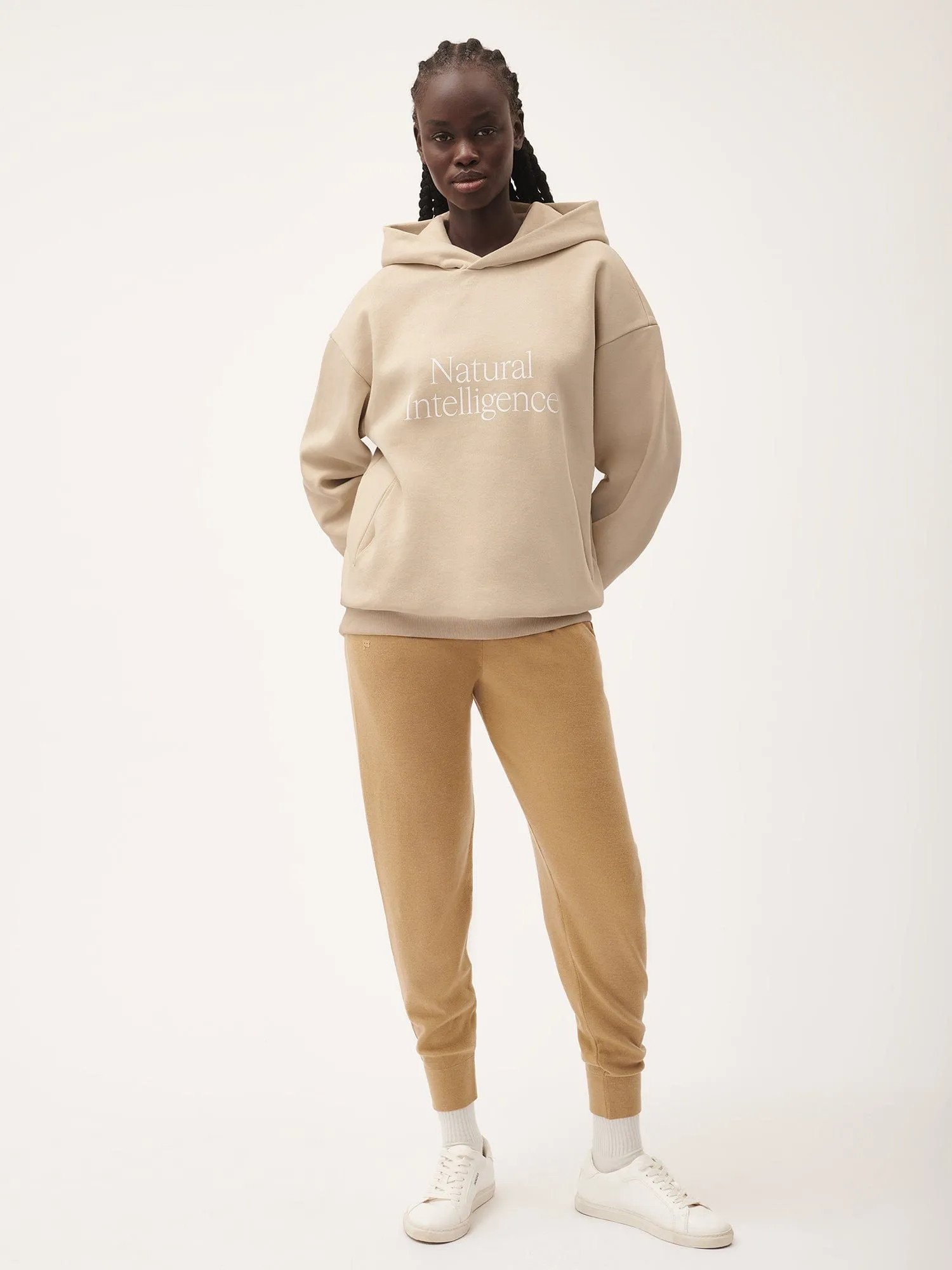 Womens Regenerative Merino Wool Track Pants—camel