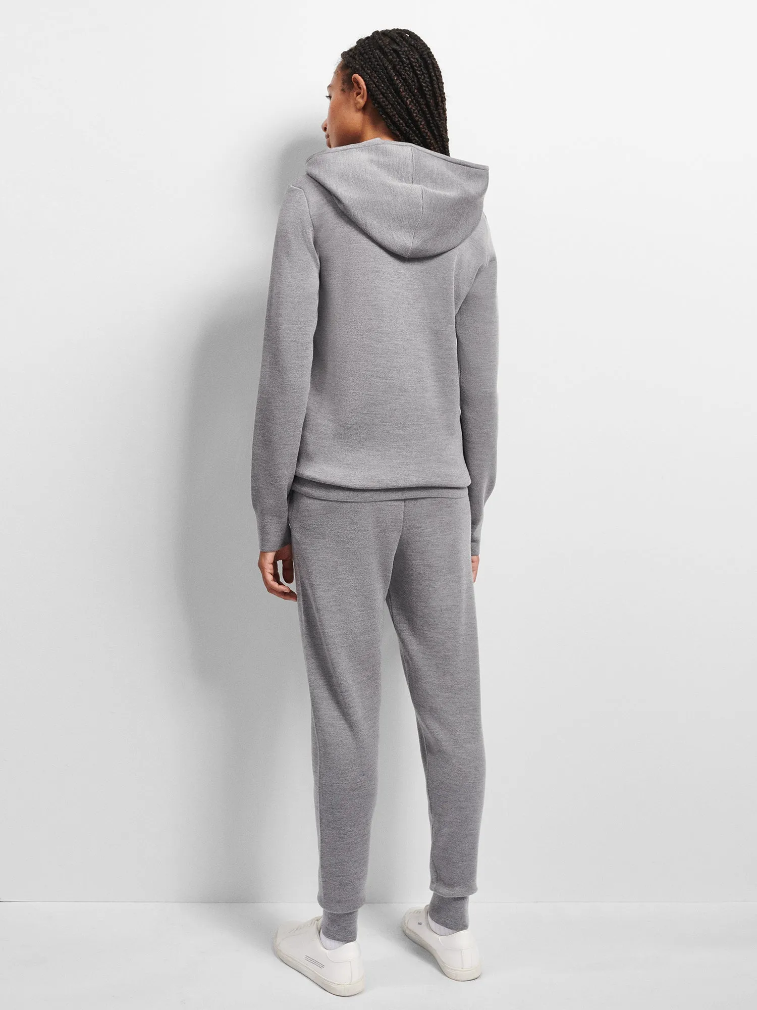 Womens Regenerative Merino Wool Track Pants—grey marl