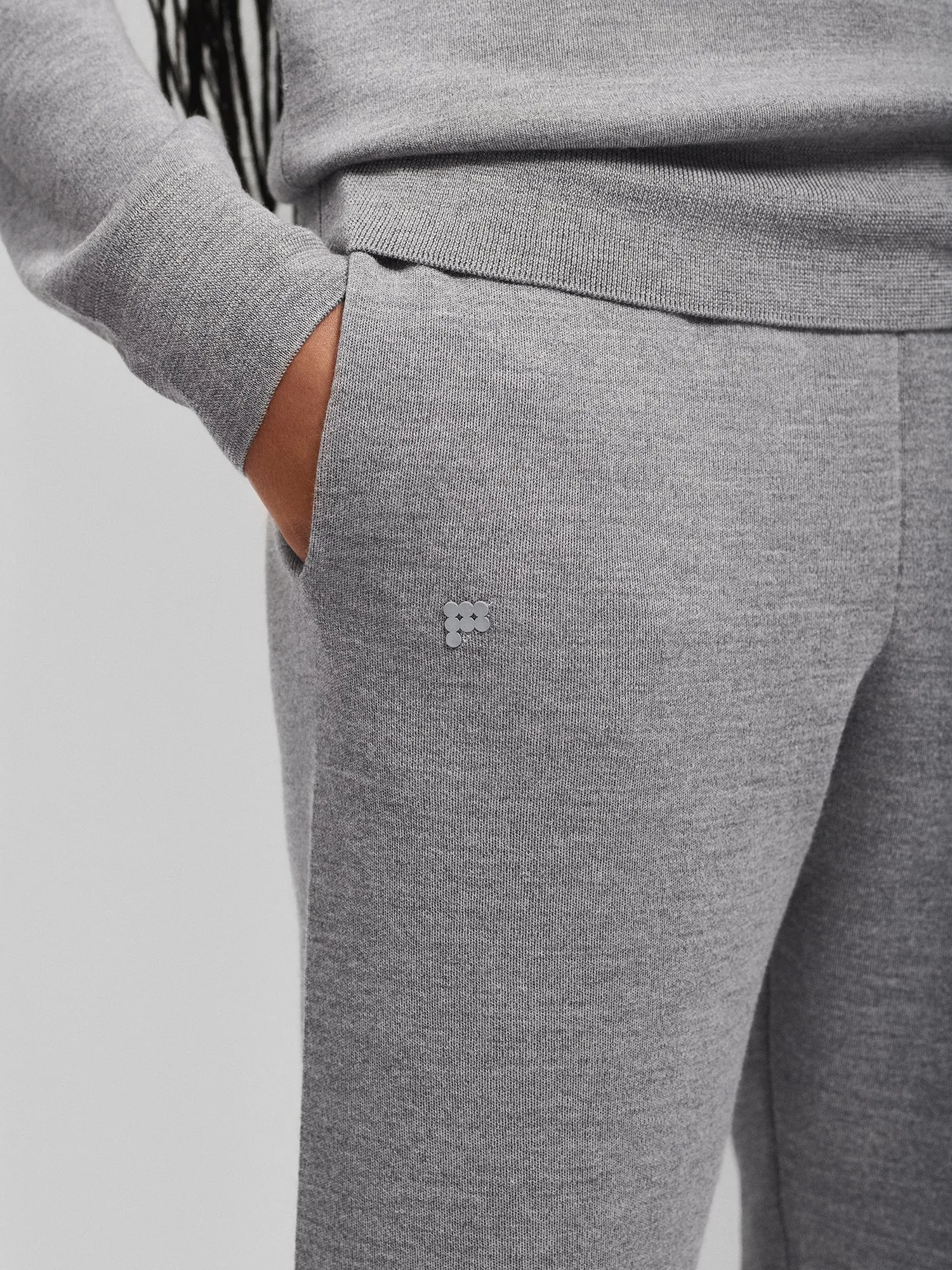Womens Regenerative Merino Wool Track Pants—grey marl