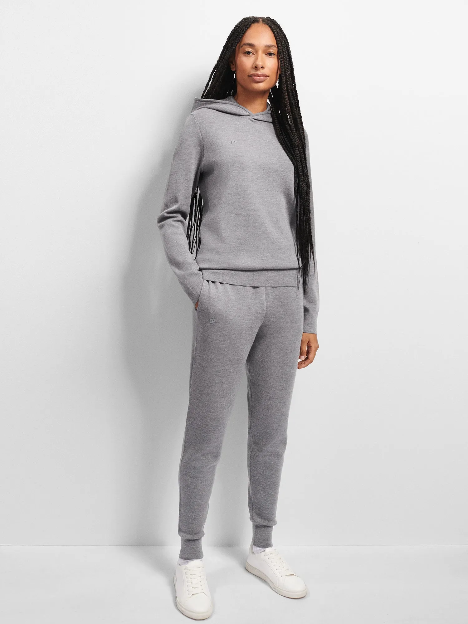 Womens Regenerative Merino Wool Track Pants—grey marl