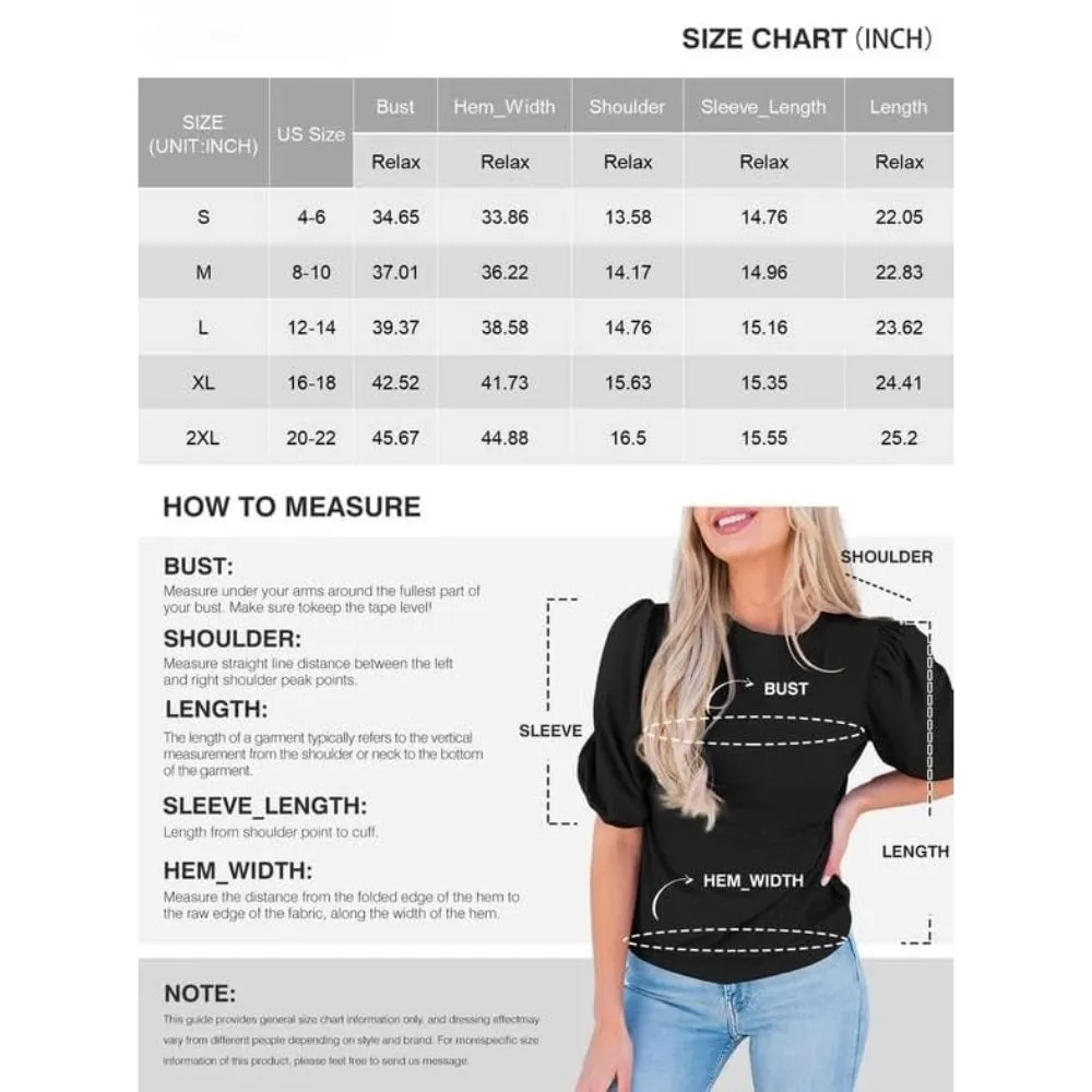 Women's Trendy Puff-Sleeve Top - Soft & Breathable Slim Fit-Black