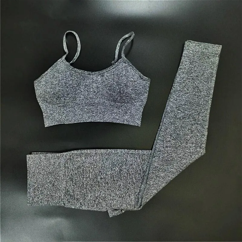 Yoga Gym Set Tops T-shirt Bra Legging Sport Set For Women
